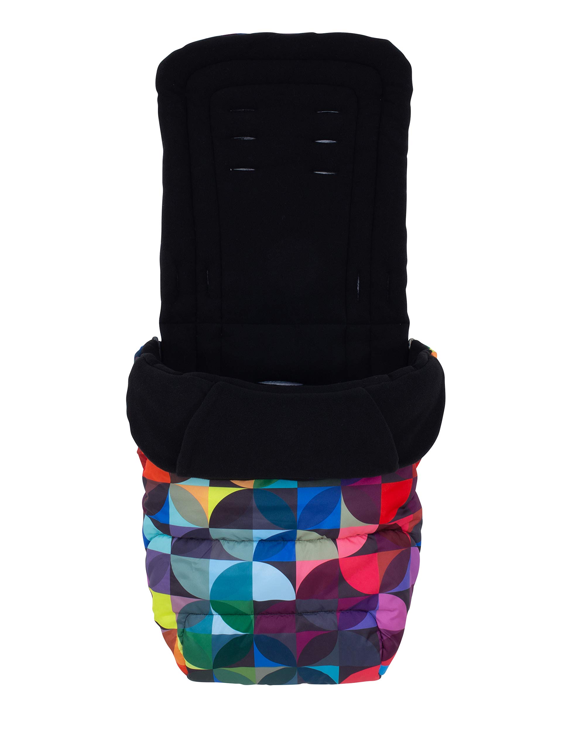 Cosatto Universal Footmuff – Cosy Toes, All Season Luxury Quilted Pram, Pushchair, Stroller Liner Liner, Washable, With Kangaroo Pouch For Hands (Kaleidoscope)