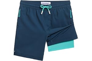 maamgic Boys Swim Trunks Compression Liner Stretch Teen Boy Swim Shorts Anti-Chafe Bathing Suits with Zipper Pocket