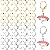 Nogeqi 100PCS Leverback Earring Hooks, Stainless Steel Lever Back Earring Findings for Jewelry Making, Dangles Earrings Making Supplies, Smooth to Open & Close (Gold, Silver)