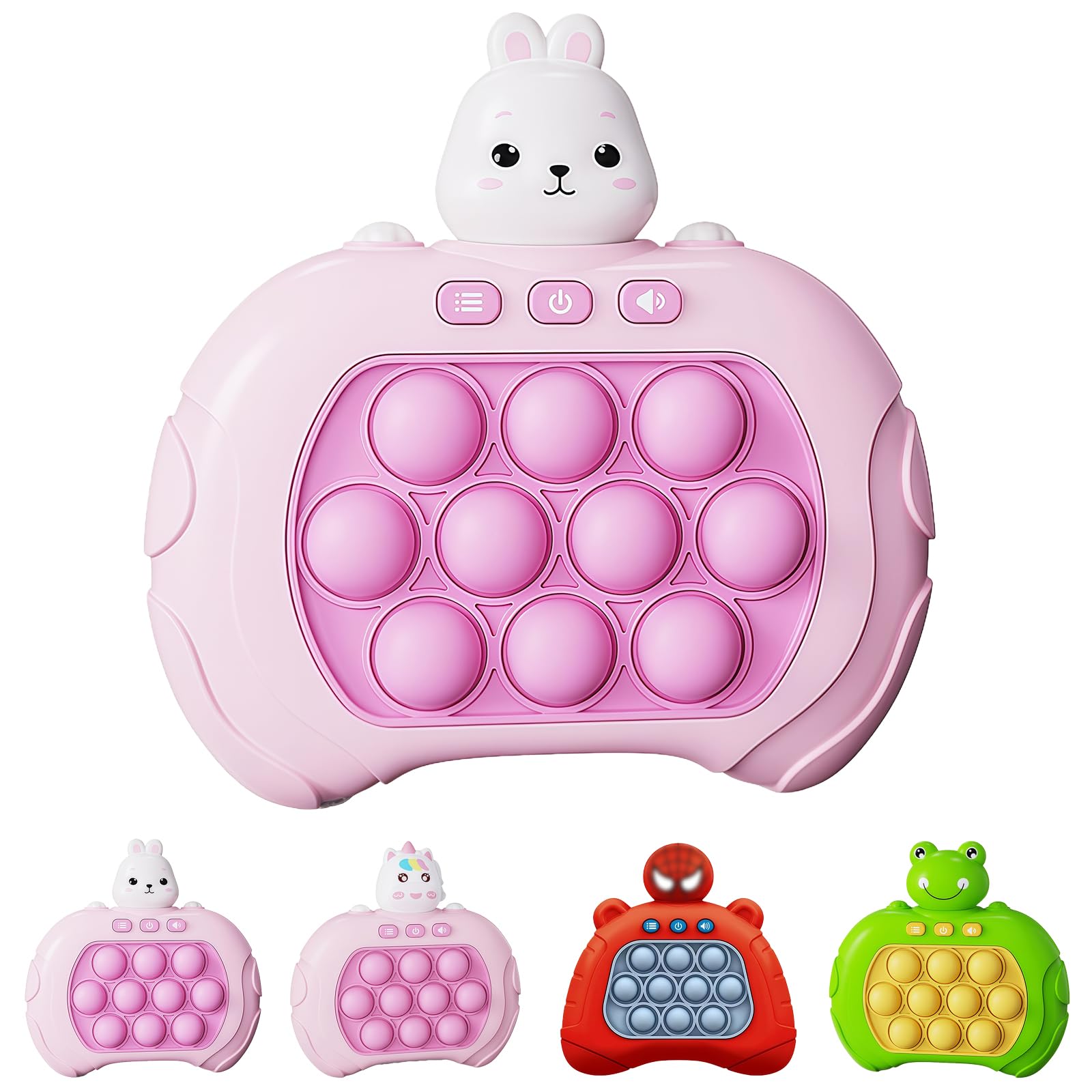 Light Up Pop it Game Quick Push Bubbles Game,Rabbit Handheld Fast Speed Pushing Game,Poppet Game Sensory Fidget Toys for Autism,Puzzle Pop Game Controller Santa Push Button Toy for Girls Xmas Gifts