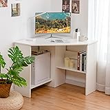 Tangkula White Corner Desk - 90 Degrees Triangle