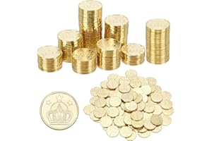 ORIGACH 100 Pcs Metal Gold Crown Casino Coins with Storage Box, Play Gold Treasure Coins for Treasure Hunt Game Nights, Party