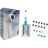 Pursonic S330 Deluxe Electric Toothbrush - Ultra Whitening Oscillating Rechargeable Battery Toothbrush for Adults with Dock Charger & 12 Brush Heads (Value Pack) (White)
