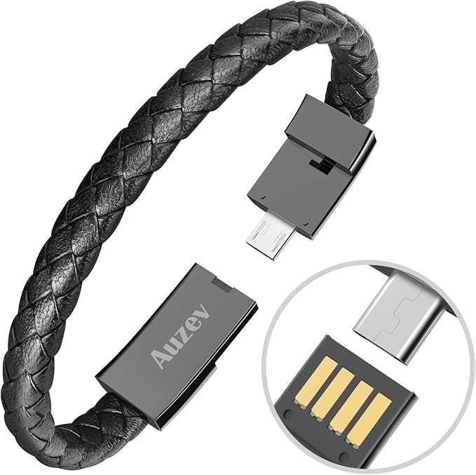 Micro USB Charger Bracelet Cable Durable Leather Charging