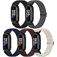 Bcuckood Compatible with Fitbit Inspire 3/Inpsire 2/Inspire/Inpsire HR/Ace 2/Ace 3 Watch Bands, Elastic Adjustable Replacement Wristband Women Men Stretchy Soft Sport Nylon Loop Straps