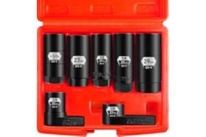 BLACKROBOT 7-Piece Oxygen Sensor Socket, 3/8" & 1/2" Drive 7/8" (22mm), 27mm, 29mm, O2 Sensor Remover Tool, Compatible with Oil Pressure Units, Thermal Sensor and Diesel Injectors, CR-V Steel