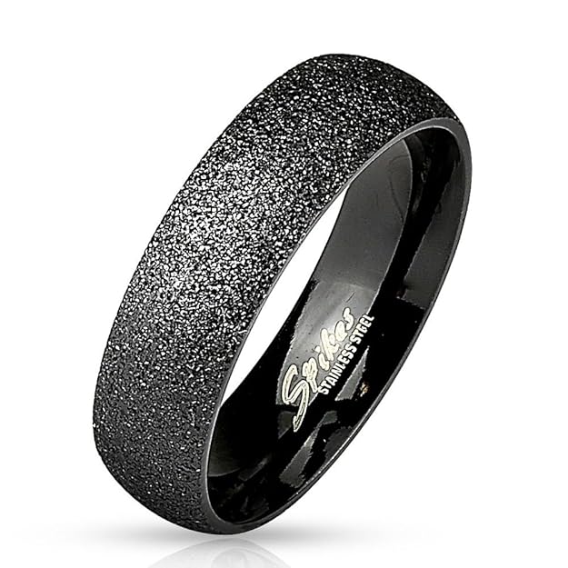 Bungsa® Sandgestrahlter schwarzer Ring Edelstahl Frauen & Männer 49-70 (Herren Damen Fingerring Partnerringe Verlobungsringe 