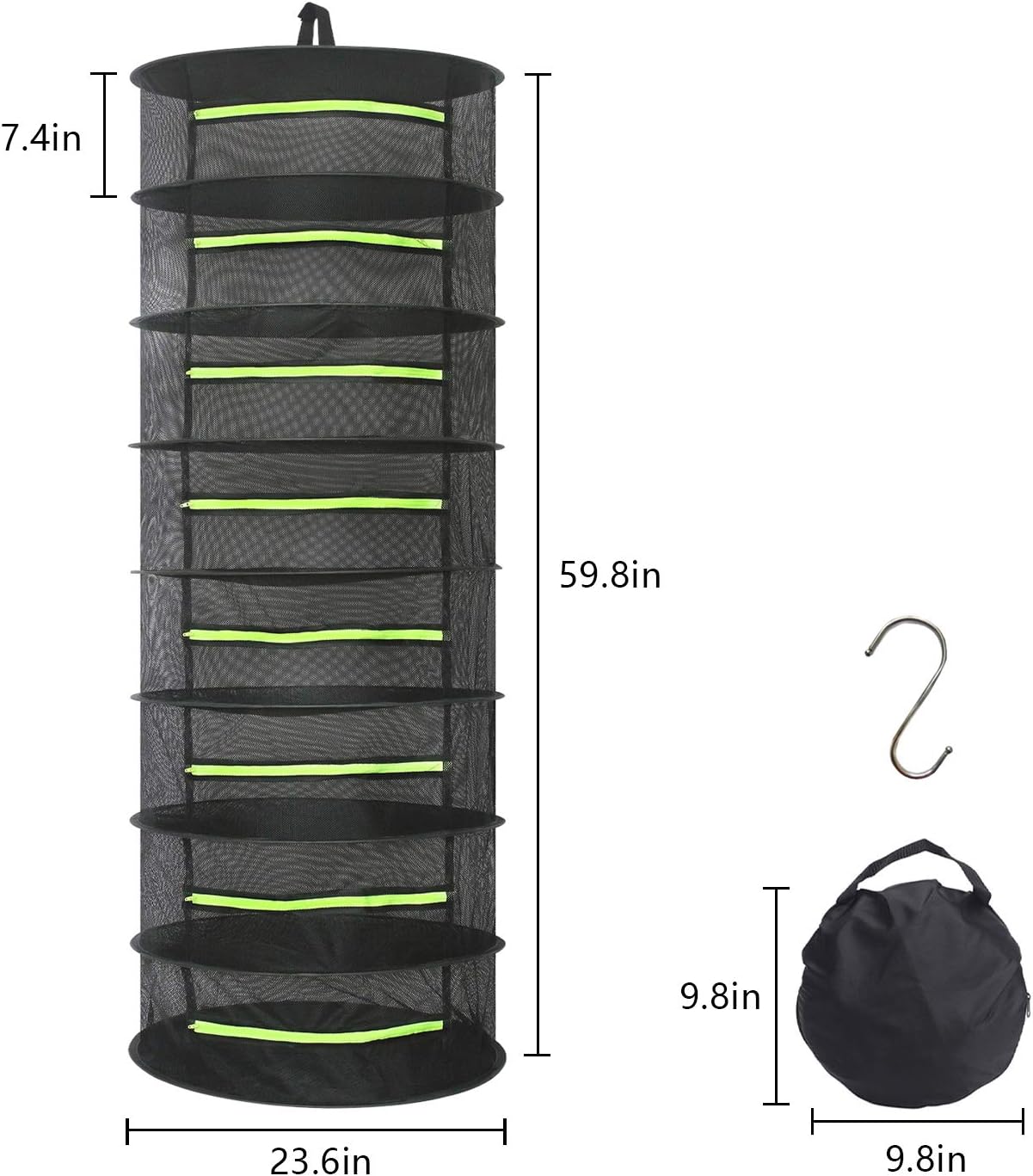 8 Layer Drying Baskets for Herbs Hanging Collapsible Mesh Drying Rack Net for Plant Hydroponics Flowers Vegetables Black - Image 3