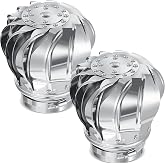 Tandefio 2 Pcs Turbine Roof Vent, 4 In/110mm Stainless Steel 201 | Wind Driven Airflow, Power Free Operation, Low Noise Rotation, attic Factory Home Workshop Use, Fits Standard Roof Vent Hole