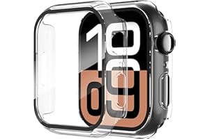 Diruite 2-Pack for Apple Watch Series 10 46mm Screen Protector Case,All-Around Tempered Glass Screen Protector Case Ultra-Thin for iWatch Series 10 46mm Protection Cover Case (Clear+Clear)