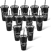 Engrowtic 12 Set Christian Gift Bulk for Women Cup 24 oz Inspirational Bible Verse Tumbler Religious Plastic Drinking Cup with Lid Straw Valentine Gift for Church Pastor Sunday School Teacher (Black)