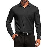 COOFANDY Men's Dress Shirt Solid Long Sleeve Wrinkle Free Formal Shirt Business Button Down Shirts with Pocket