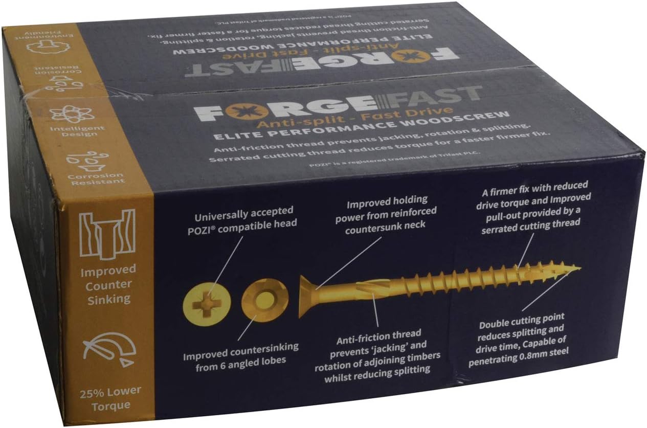 ForgeFast Elite Fast-Start Woodscrews, Yellow, Assorted - Image 3