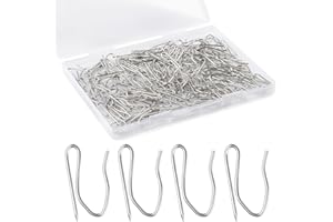 MOWPOG 140 PCS Metal Curtain Hooks for Drapes, 1.2 in Rustproof Drapery Pins for Pinch Pleat Curtain, S-Shaped Pin-On Hook for Window, Door, Shower, RV Curtains