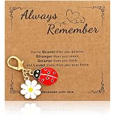 1 PCS Ladybug Keychain 1.57 X0.28 Inch with Positive Affirmation Cards | Quvvarly Handbag Charms for Purses, Inspirational Keychain Accessories for Women Men