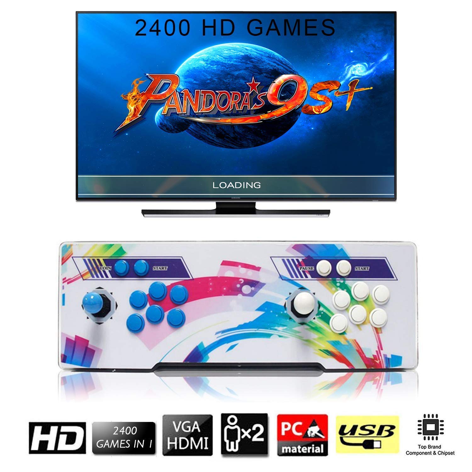 [2400 Giochi Classici] Arcade Game Console, SeeKool Pandoras Box 9s+ Joystick 2 giocatori