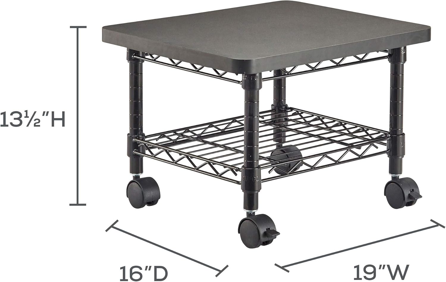 Safco Products Under Desk Printer/Fax Stand , Black Powder Coat Finish, Swivel Wheels for Mobility: Furniture & Decor