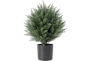 FUBODUN 17-Inch Artificial Cedar Topiary Ball Trees -Fake Evergreen Bush - Artificial Cedar Topiary Shrub- for Outdoor Indoor Front Porch One Tree Pack
