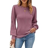 FEKOAFE Womens Sweaters Casual 2025 Fall Long Sleeve Tops Ribbed Knit Pullover Sweaters