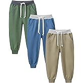 GFQLONG 4 Pack Toddler Boys Joggers Pants Kids Athletic Cotton Sweatpants with Pocket Drawstring