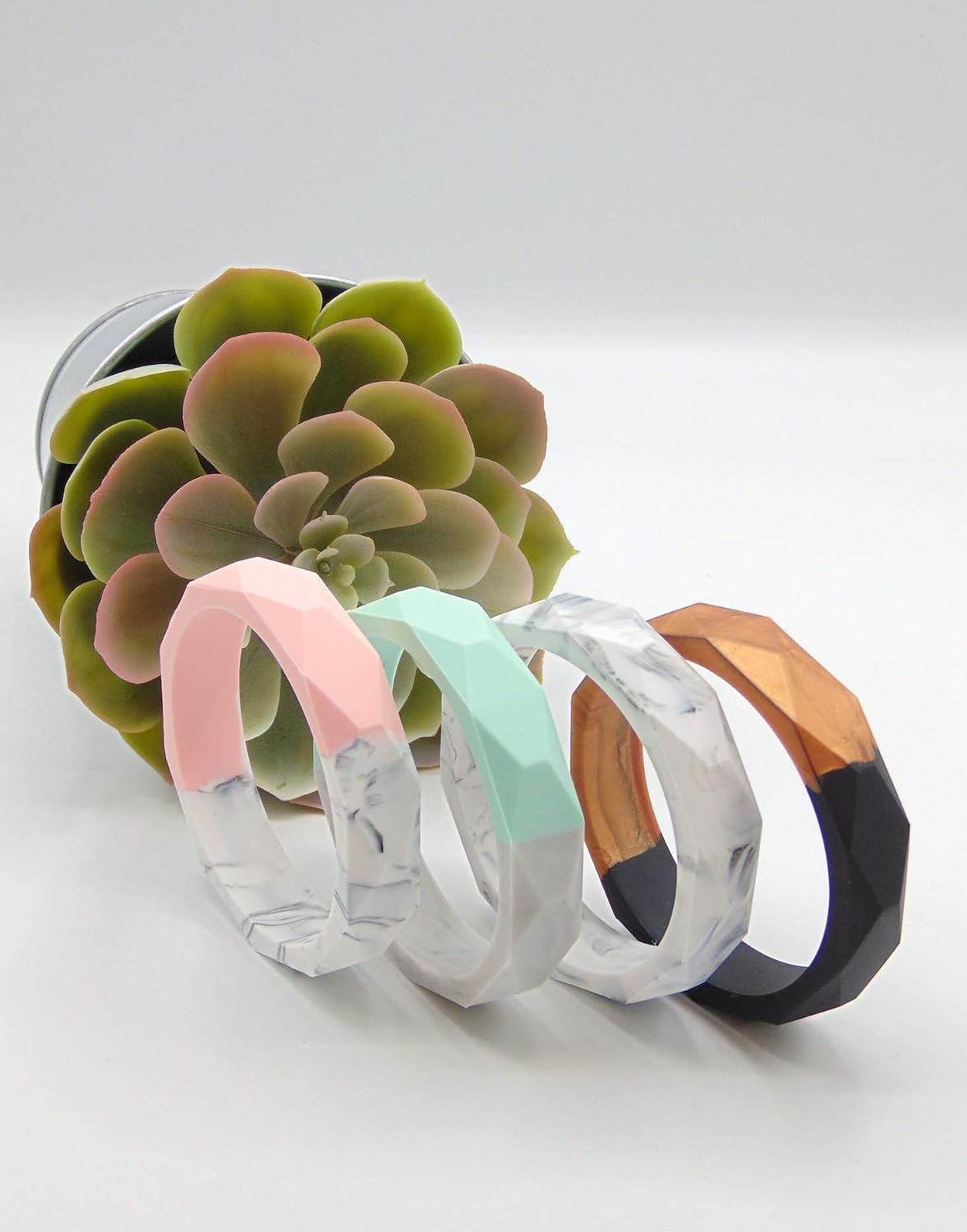 Silicone Mint and Grey Marle Teething Bangle Stylish Jewellery for Mums - Image 5