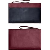 HELMBROOK London Wristlet for Women and Men, Full-Grain Leather Clutch with Zip Closure & RFID Blocking