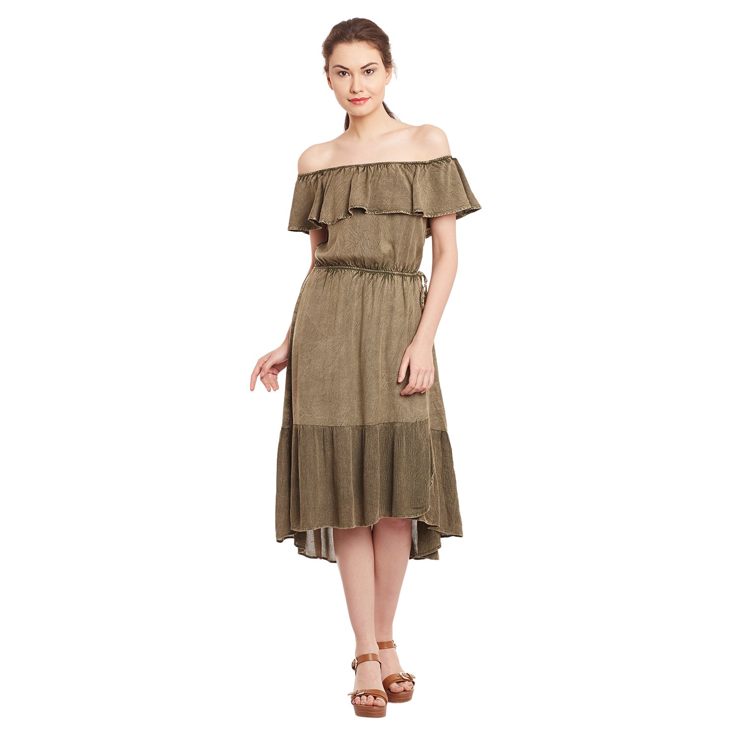 free & young olive coloured dress