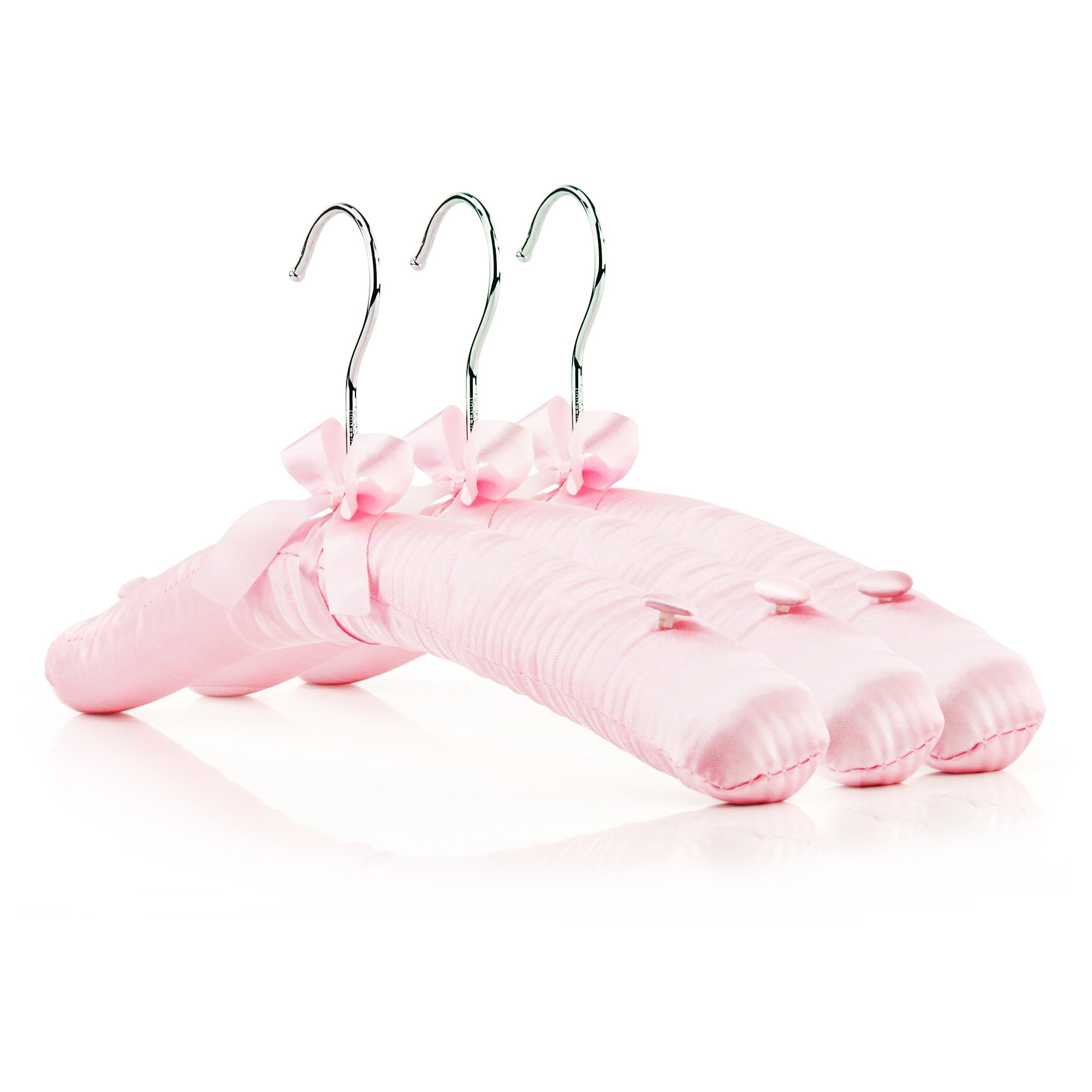 Hangerworld 10 Satin Hangers 38 cm Pink Cotton Padded for Tops Dresses