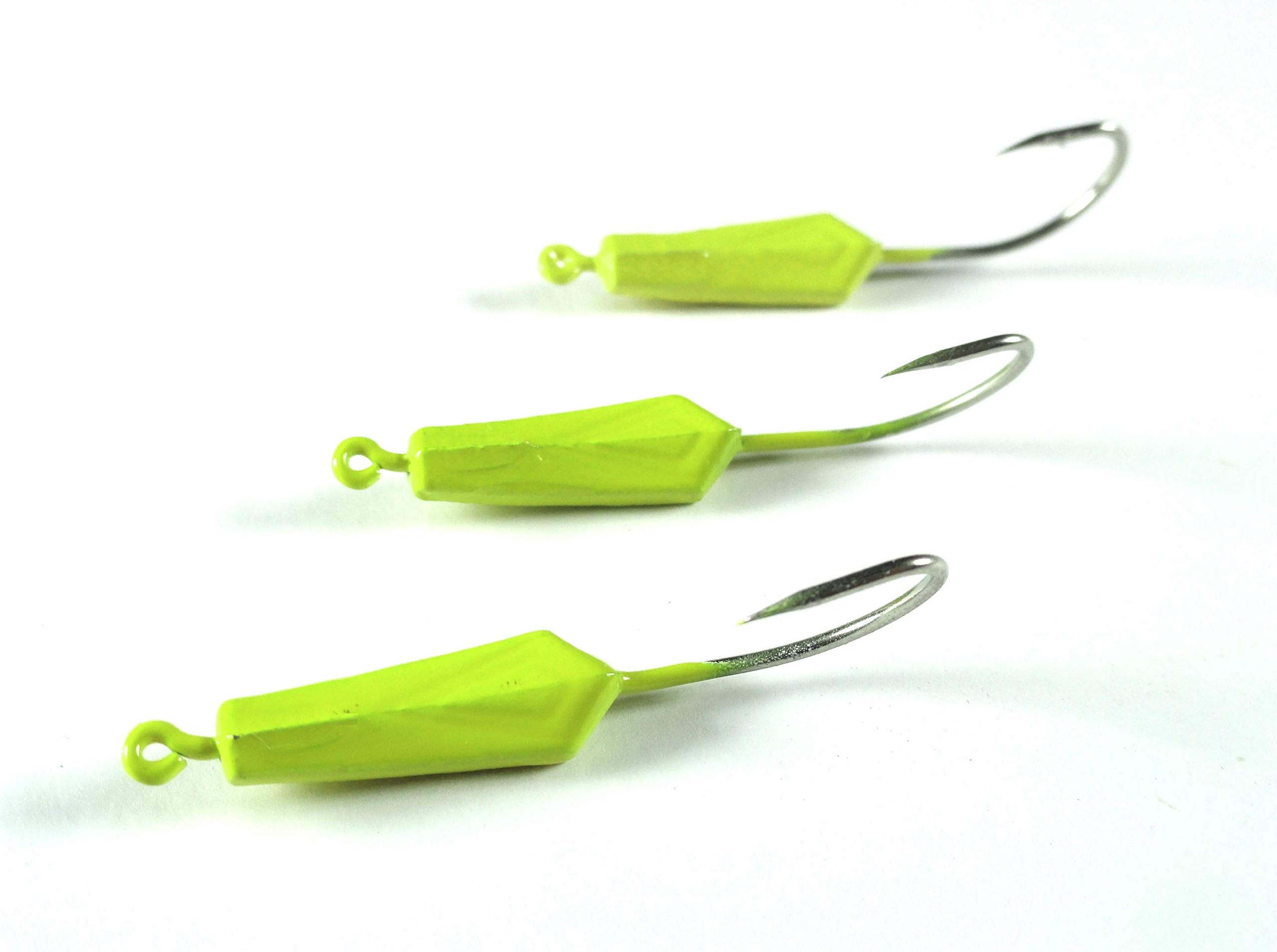Live Lures Pompano Fishing Goofy Banana Jig Wigglers (3 Pack) (1/8 oz, Chartreuse)