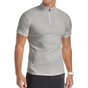 YTD Men's Long/Short Sleeve Polo Shirts Quarter-Zip Casual Slim Fit Mock Neck Basic Designed Cotton Shirts | Short Sleeve, Qu