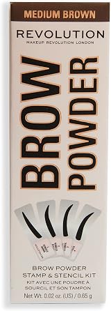 Revolution Beauty London Brow Powder Stamp Stencil Kit Dark Brown view 4