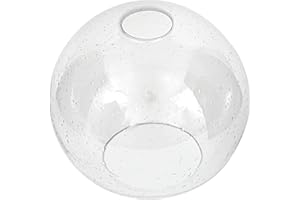 Euzhilumi Glass Lamp Shade Replacement Globe for Light Fixture, 1-5/8 inch Fitter, 7.1" Diameter, 6.3" Height, Clear Seeded B