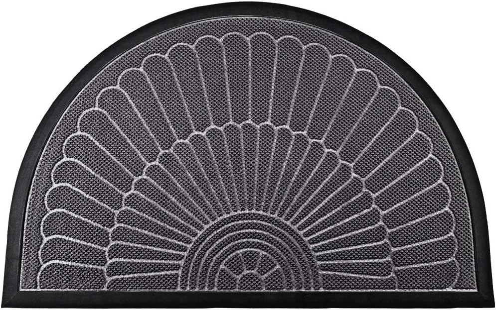 Mibao Half Round Door Mat,NonSlip Entrance Way Mat,Durable Low