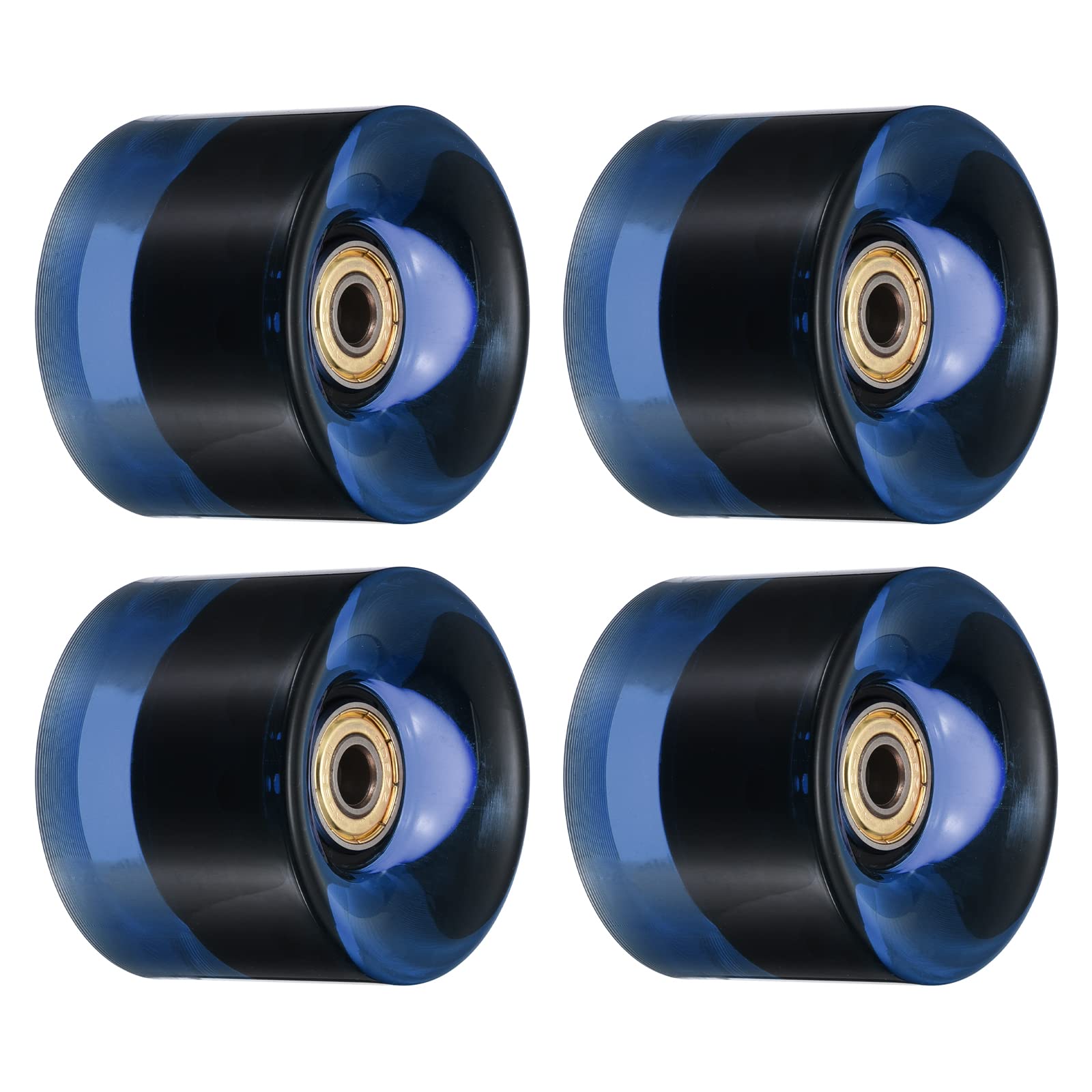 PATIKIL 60mm Longboard Wheels with Bearings ABEC-11, 4 Pack Street Wheels for Skateboards Cruiser Wheel Replacement 80A, Clear Blue Golden