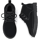 Litfun Fur Lined Ankle Boots for Women Genuine Suede Mini Booties Short Lace Up Snow Boots