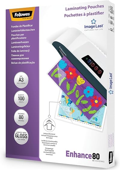 Fellowes A3 Laminating Pouches 160 Micron 100 Sheets Gloss Finish