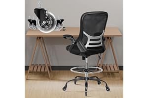 HYLONE Drafting Chair Adjustable, Tall Office Chair Lumbar Support Ergonomic Standing Desk Chair Heavy Duty Tall Drafting Stool for Artists with Footrest Home Office Drafting Stool