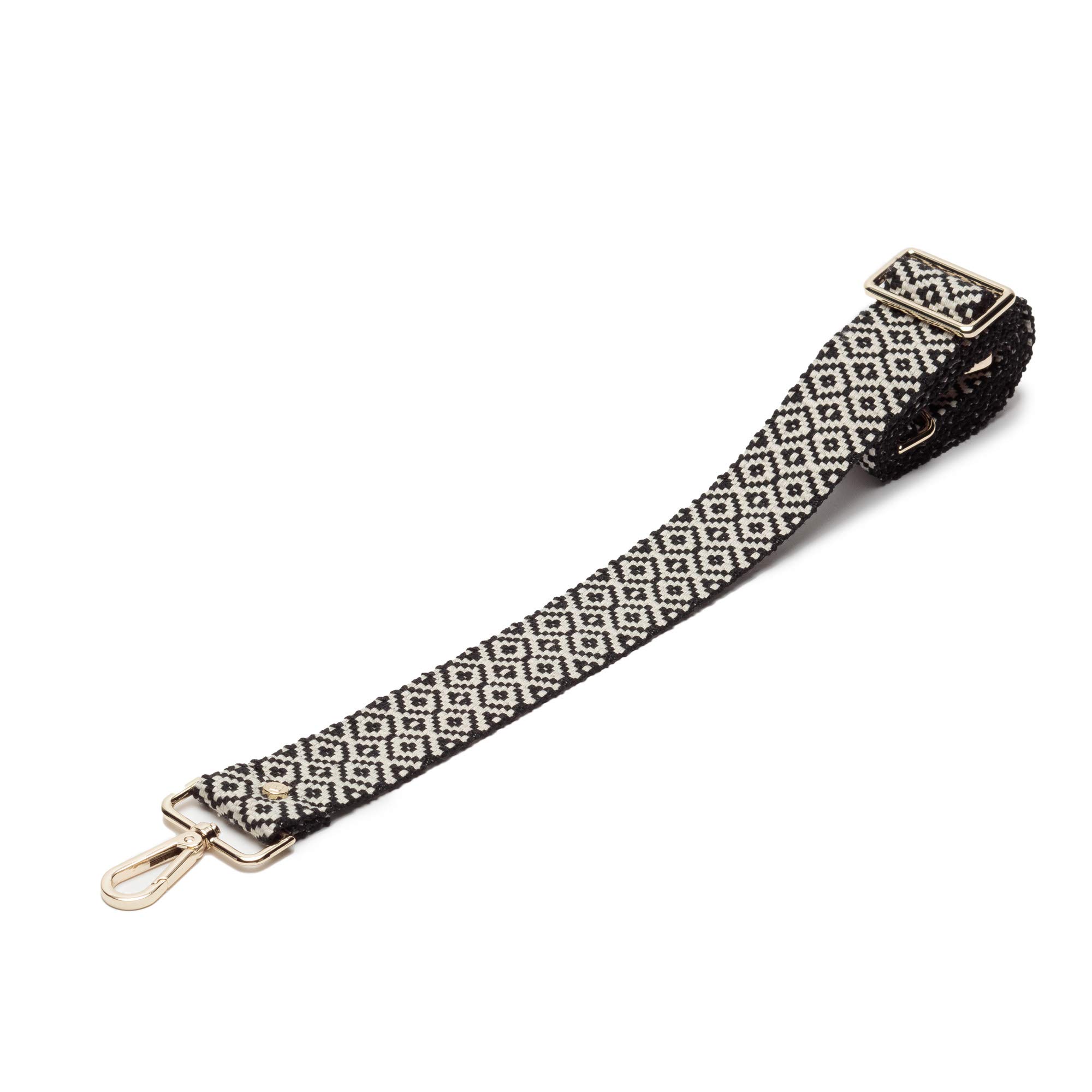 Shoulder Strap for Bag, Wide and Adjustable in Length, Knitted Diamond, 68 - 128 cm, 4 cm Clip in Gold