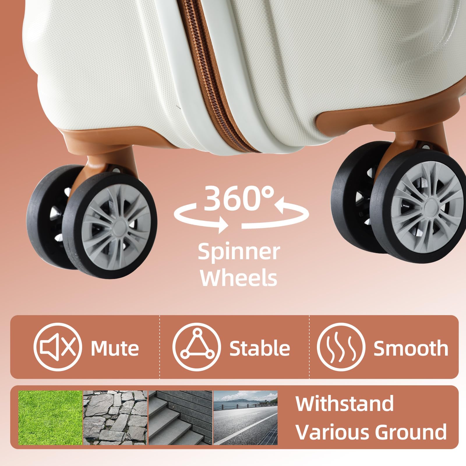 BUBUBABA Luggage 20 Inch Set 3 Piece Luggage Set carry on luggage with wheels for Travel (White, 3 piece set-20-Inch)