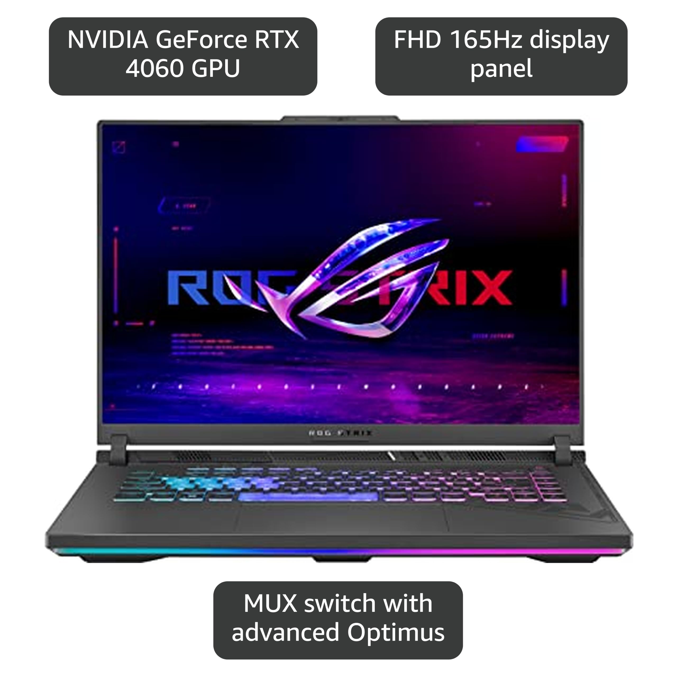 ASUS ROG Strix G16 Gaming Laptop, 165Hz Display, NVIDIA® GeForce RTX™ 4060, Intel Core i7-13650HX, 16GB DDR5, 1TB PCIe Gen4 SSD, Wi-Fi 6E, Windows 11, G614JV-AS74