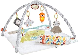 Fisher-Price GKD45 - 5 Sinnes Baby Spieldecke kuschelig weiche Krabbeldecke mit Sensorik Spielzeug, Babyaustattung ab Geburt