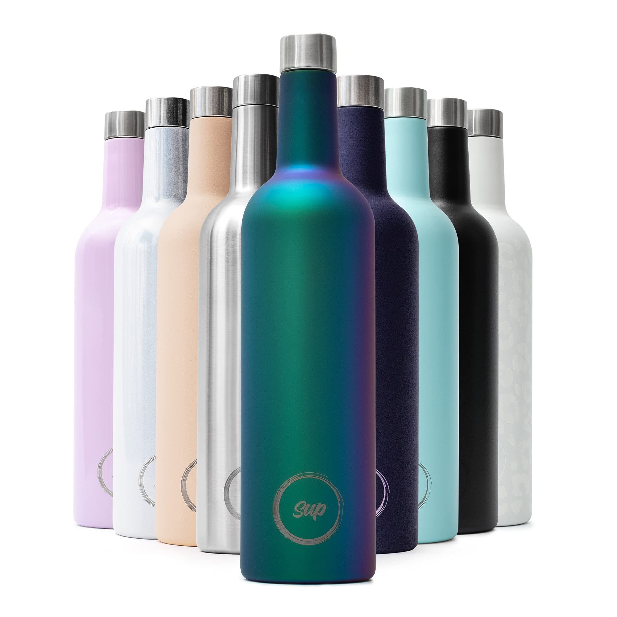 Sup Insulated Wine Bottle Cooler, 750ml Stainless Steel Wine Cooler Keeps Rosé Cold for 24 Hours or Mulled Wine Hot for 12 Hours
