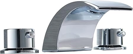 Aquafaucet 8 16 Inch Led Waterfall Widespread Bathroom Sink Faucet