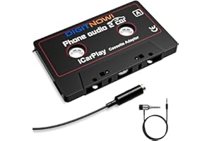 Car Cassette Adapter with 3.5MM Aux Cable - Adjustable Cable Orientation - Universal Audio Cassette to Car Stereo for Smartph