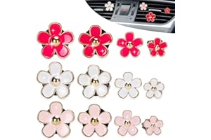 HINTAZO 12 Pcs Daisy Flower Air Vent Clip, Lovely Flowers Car Air Freshener Clip, Colorful Car Air Conditioning Outlet Clip, Car Interior Decoration Accessories （White, Pink, Rose）