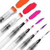 Water Color Brush Pen Set: Ohuhu Set of 6 Watercolor Paint Brushes for Water Soluble Colored Pencil Watercolor Water-Base Mar