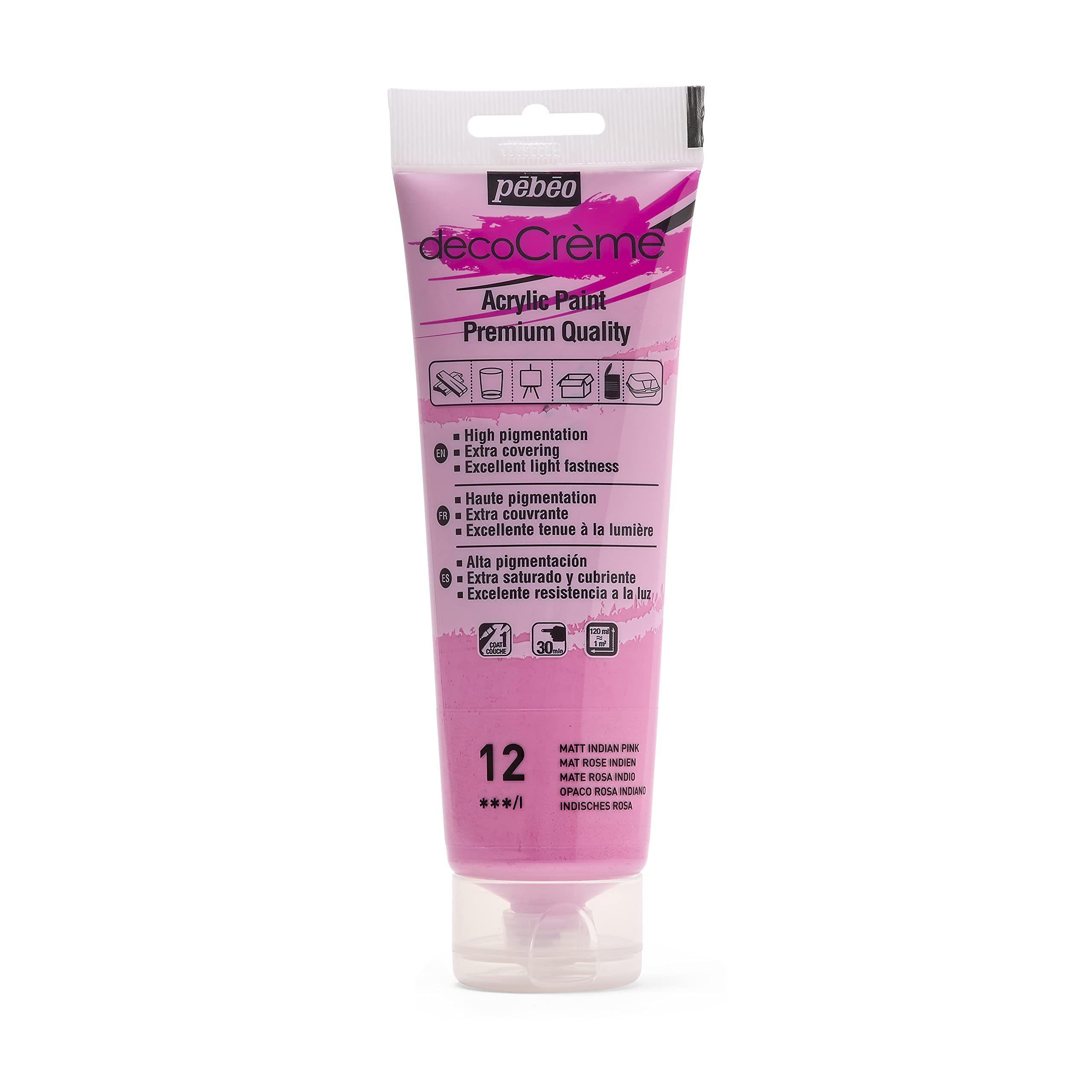 PEBEO 89012 120ml DecoCreme, Acrylic, Indian Pink, 14 x 4.5 x 6.5 cm