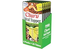INABA Churu Meal Topper for Dogs, Complete & Balance, Creamy, Lickable Purée Dog Food Topper, 14 gram Tube, 24 Tubes (4 per P
