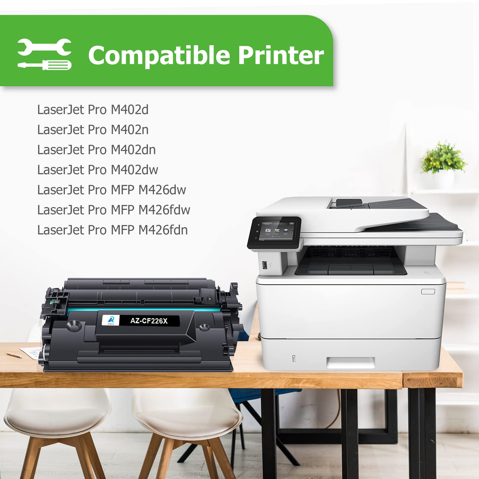 Aztech Compatible Toner Cartridge Replacement for HP 26X CF226X 26A CF226A Laserjet Pro M402n M402dw M402dn Laserjet Pro MFP M426fdw M426fdn M426dw (Black, 4-Pack)