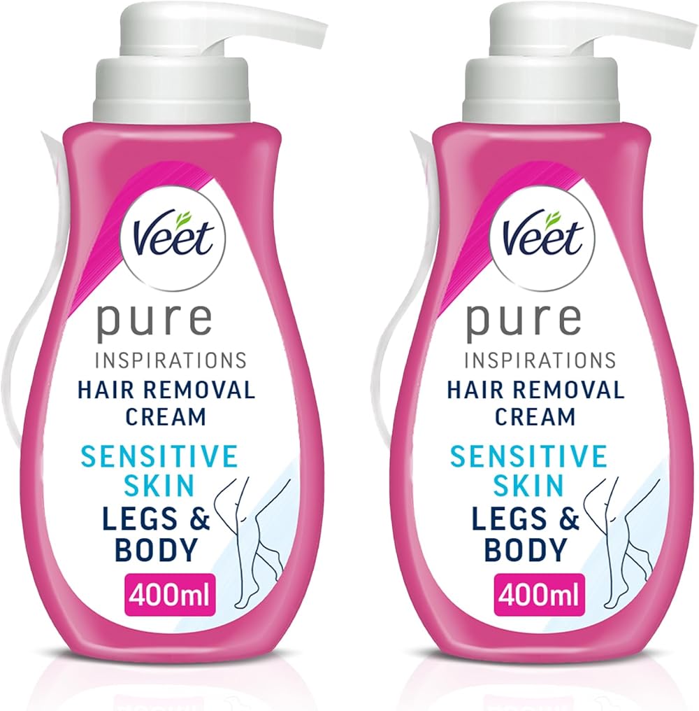 Veet Pure Hair Removal Cream Legs & Body Sensitive Skin 400ml Pack of 2